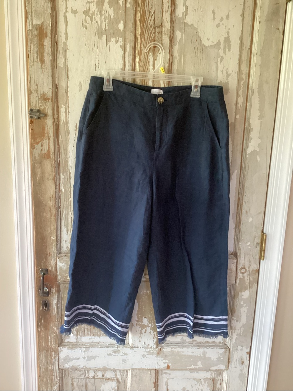 ECRU vera cruz linen pant in navy/white -Size 10  perfect for summer by the sea!